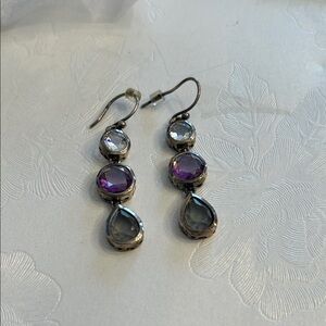 Elegant Sterling Silver and Purple Drop Earrings